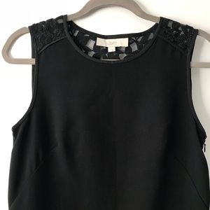 LOFT Black Shift Dress with Lace Back Detail